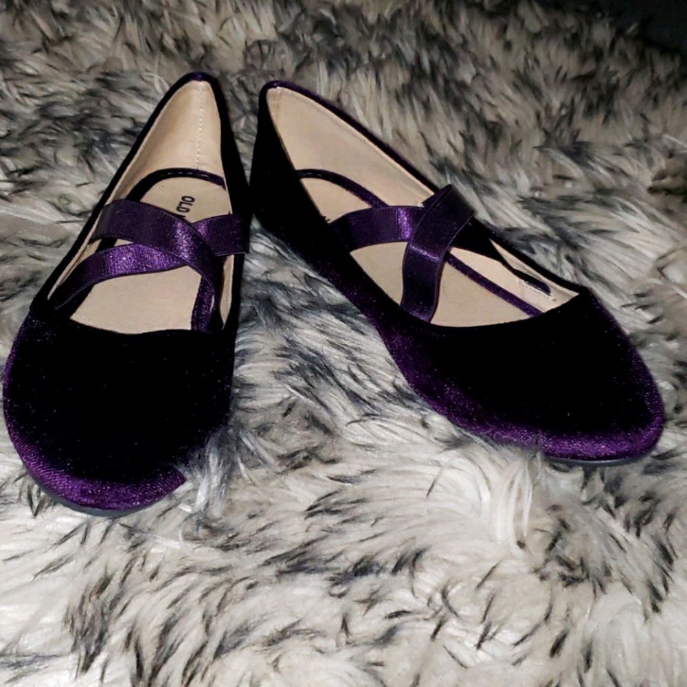 Old Navy Purple Velvet Ballet Shoes EUC
